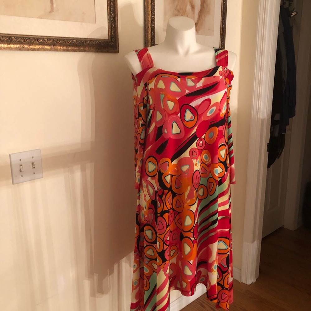 Vibrant cold shoulder dress